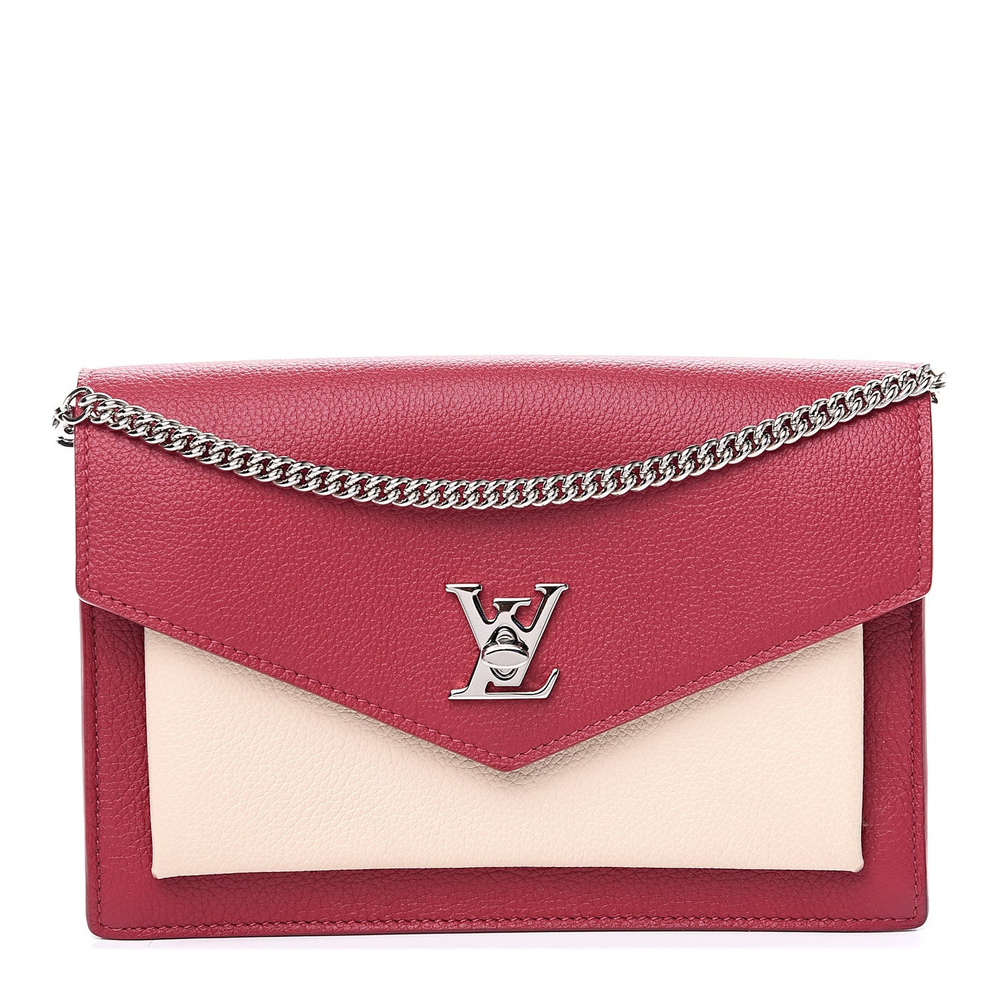 Soft Calfskin My Lockme Chain Pochette Lie De Vin Crème
