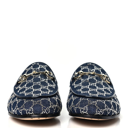 Gucci Denim Crystal GG Monogram Horsebit Womens Jordaan Loafers 38 Deep Blue Blue Milad 3 of 10