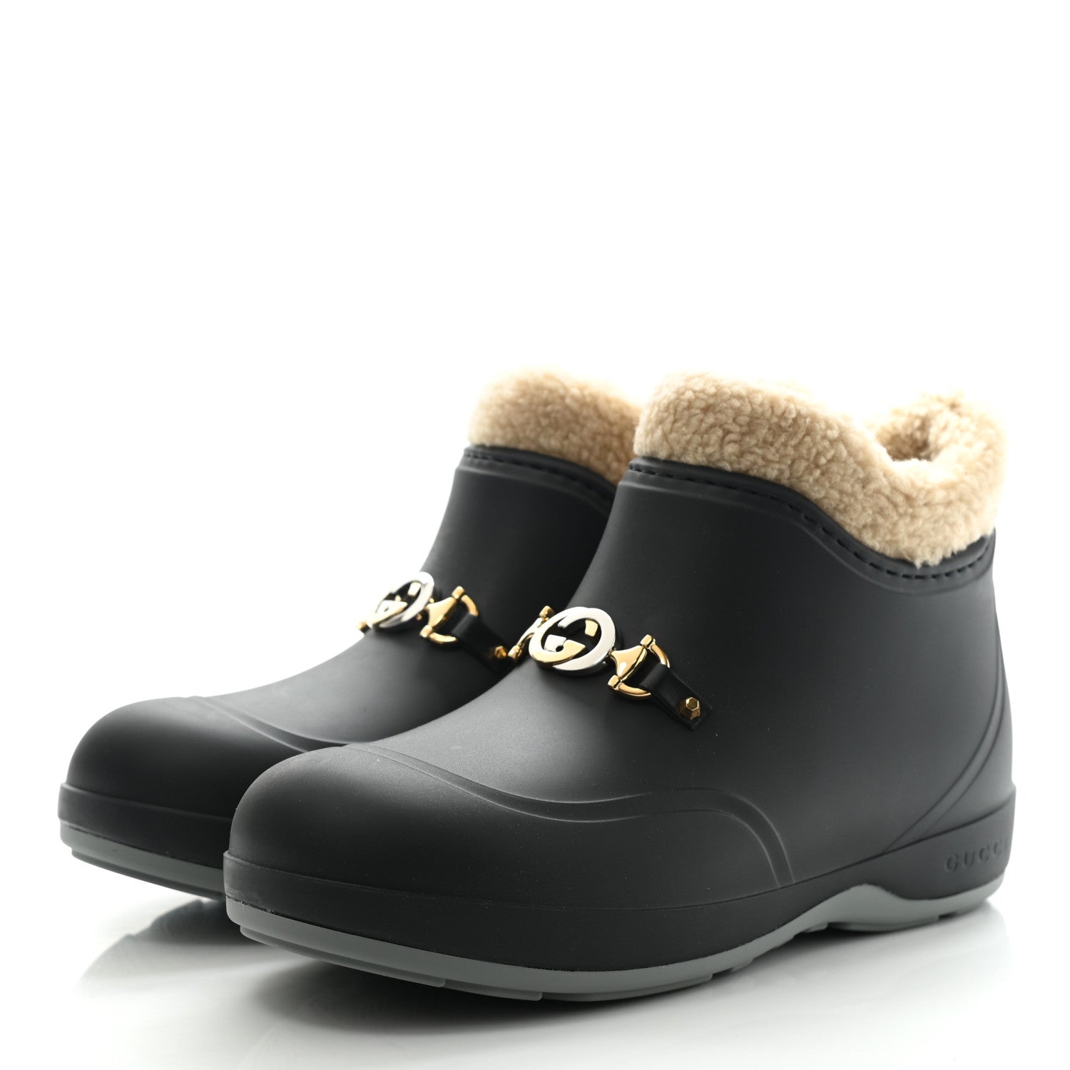 Gucci Rubber Wool Womens Crossy Ankle Boots 38 Black Butterscotch 3 of 9