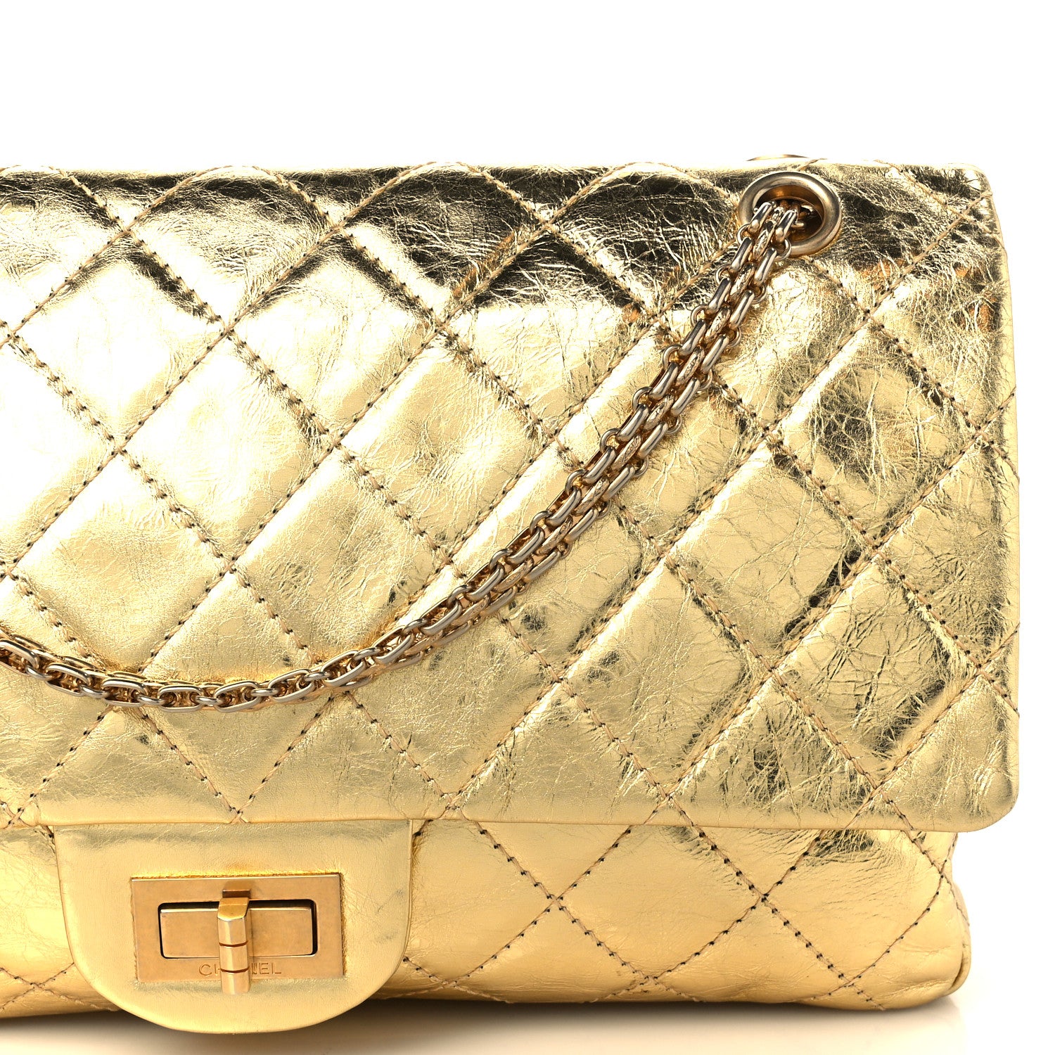 Chanel Metallic Aged Calfskin Quilted 2.55 Reissue 227 Flap Gold 7 of 9