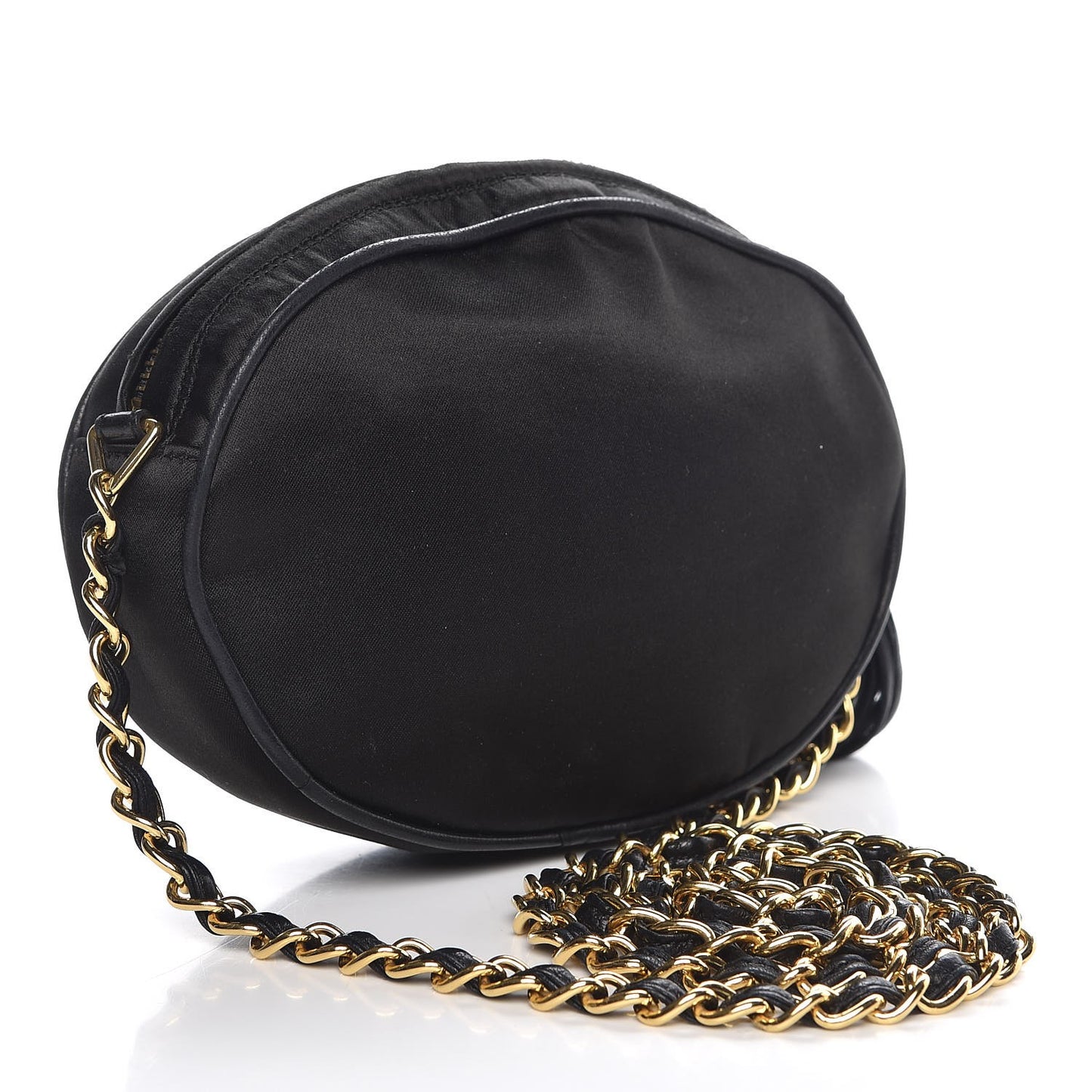 Satin CC Tassel Crossbody Bag Black