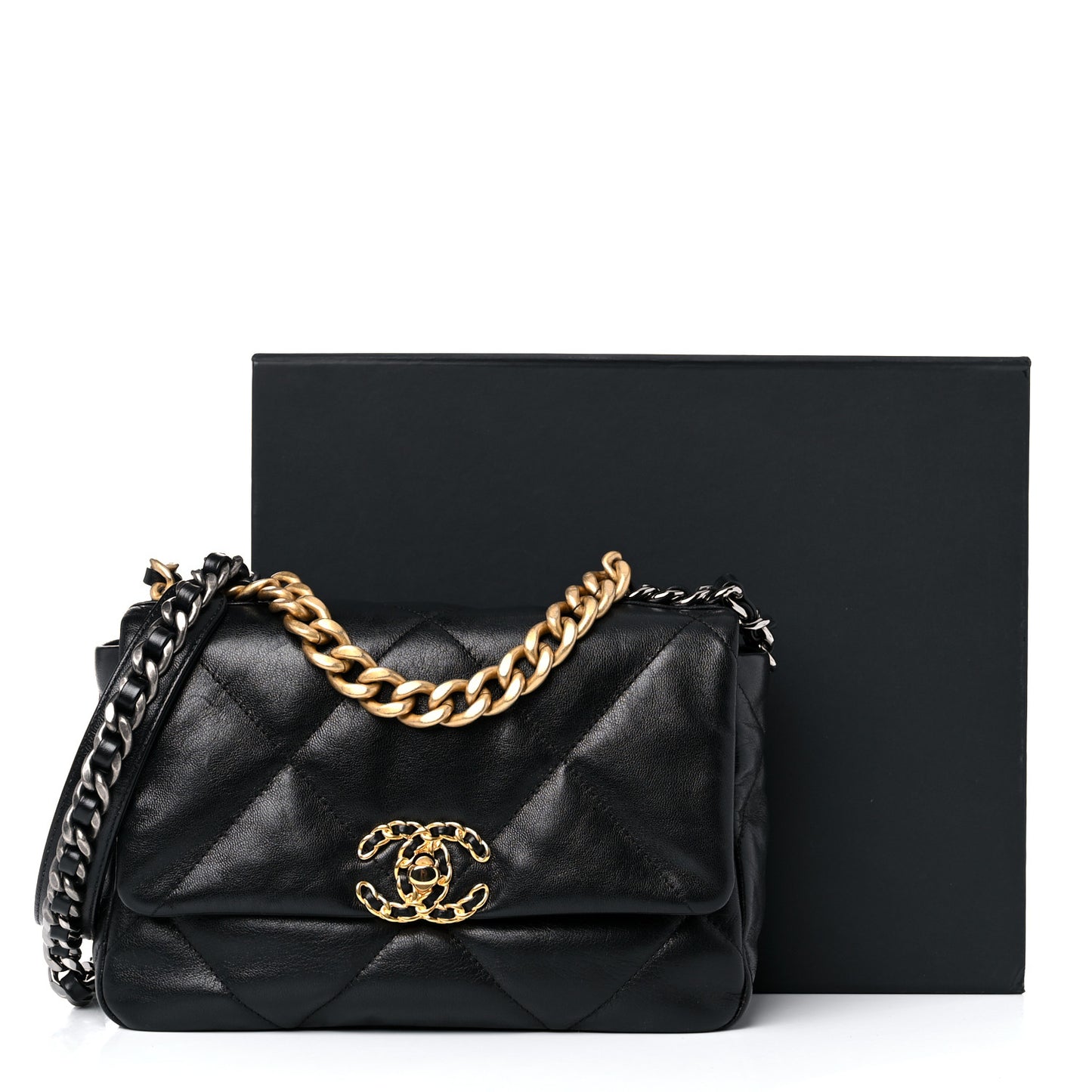 Goatskin Quilted Medium Chanel 19 Flap Black