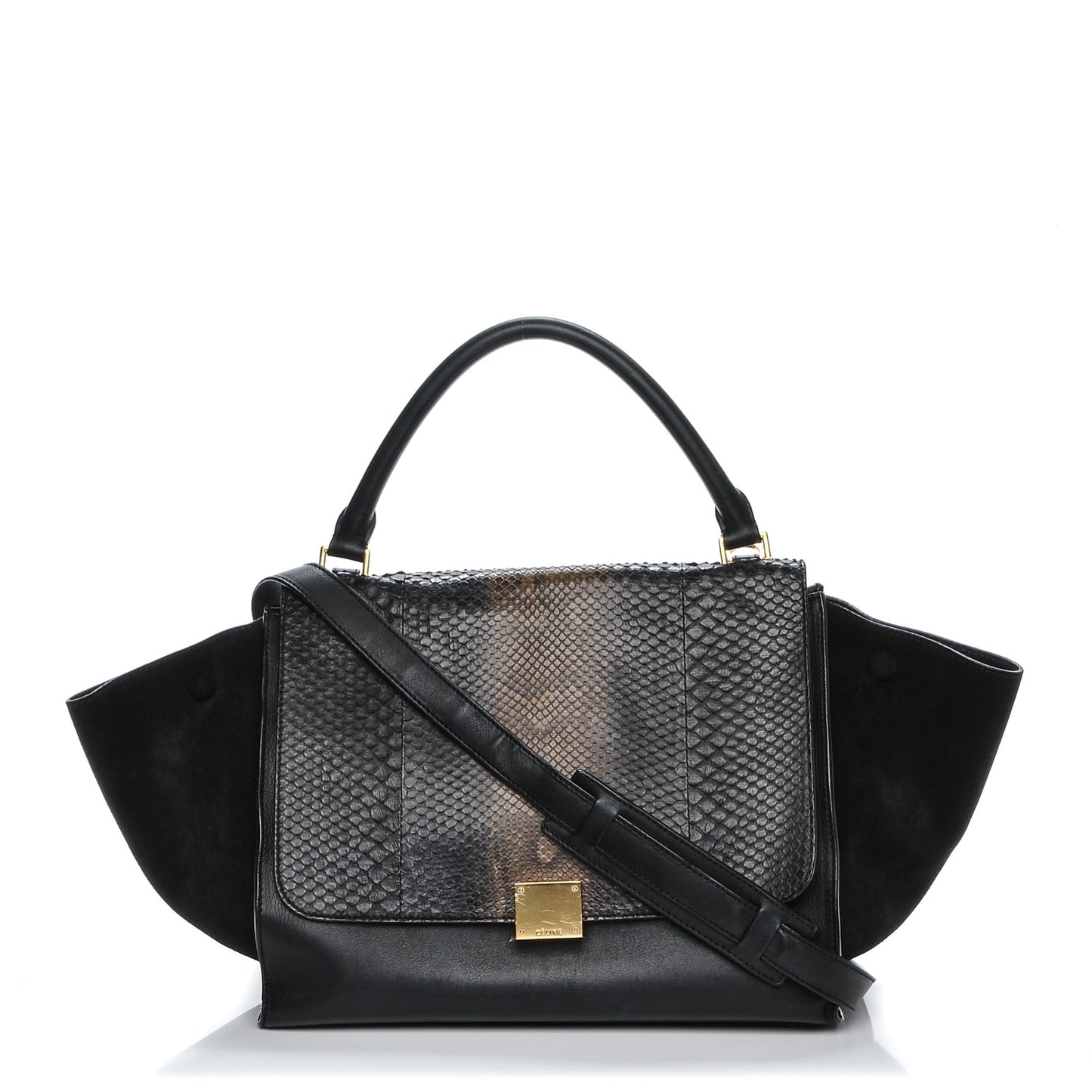 Python Suede Small Trapeze Black