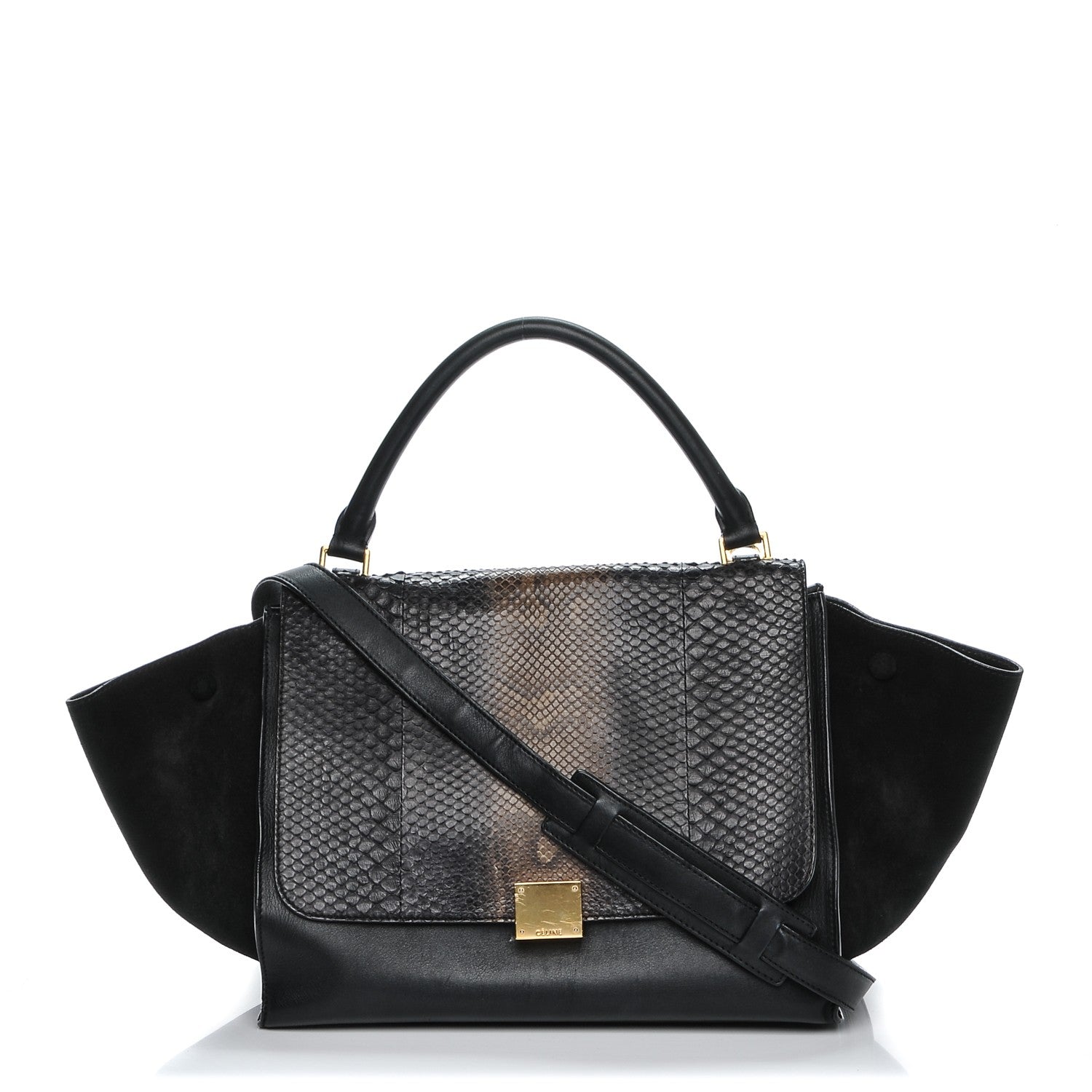 Celine Python Suede Small Trapeze Black 1 of 7