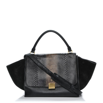 Celine Python Suede Small Trapeze Black 1 of 7