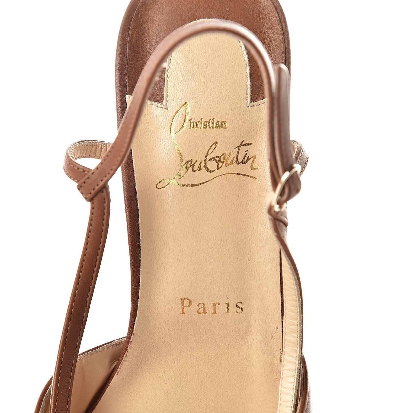 Noce Lucido Calfskin Veracite 130 Open Toe Platform Sandals 40 Cuoio