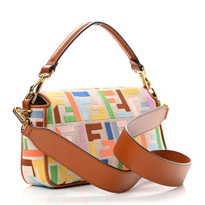 Fendi Kuban Canvas Vitello King FF Embroidered Baguette Grezzo Multicolor 3 of 16
