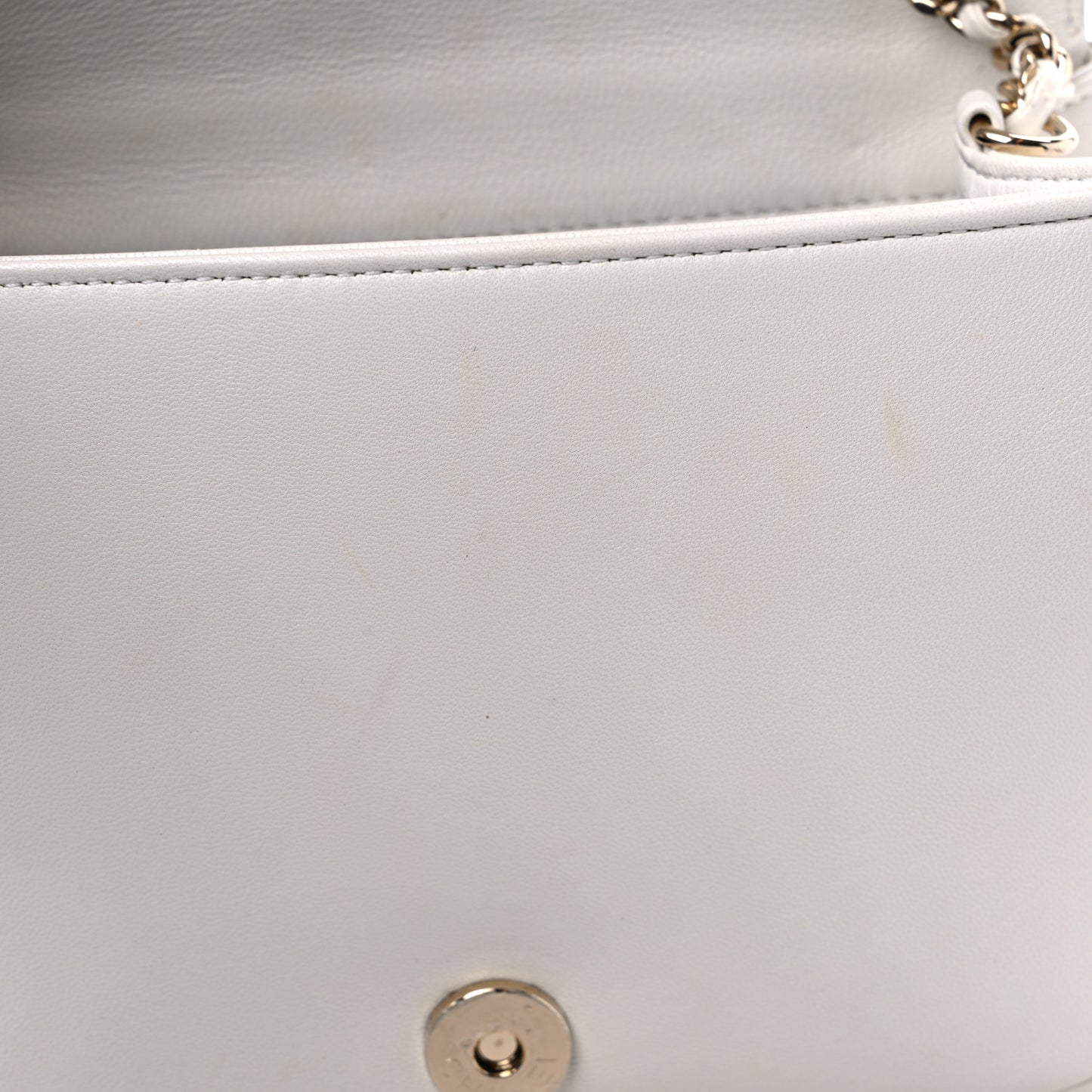 Lambskin CC Mania Flap Bag White