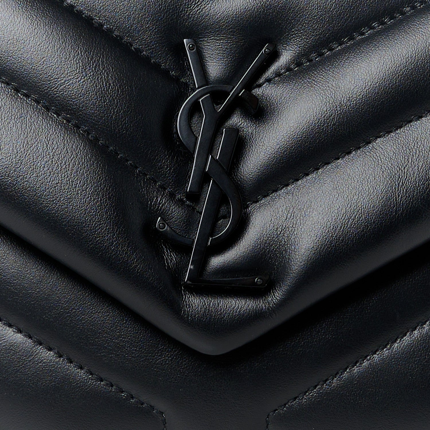 Saint Laurent Calfskin Y Quilted Monogram Monochrome Small Loulou Chain Satchel Black 9 of 11