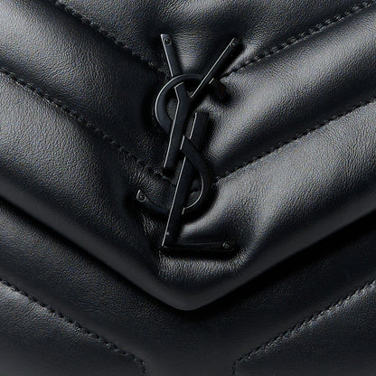 Saint Laurent Calfskin Y Quilted Monogram Monochrome Small Loulou Chain Satchel Black 9 of 11