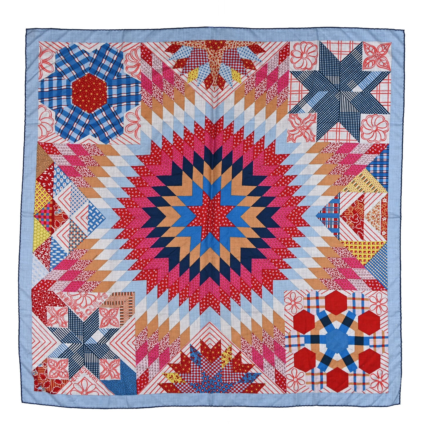 Cashmere Silk American Quilts Shawl 140 Multicolor