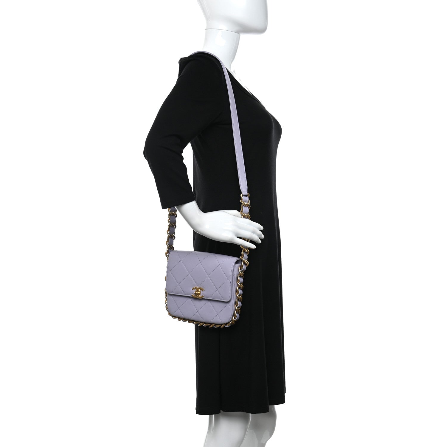 Chanel Calfskin Quilted Small Framing Chain Bag Light Purple 2 of 12