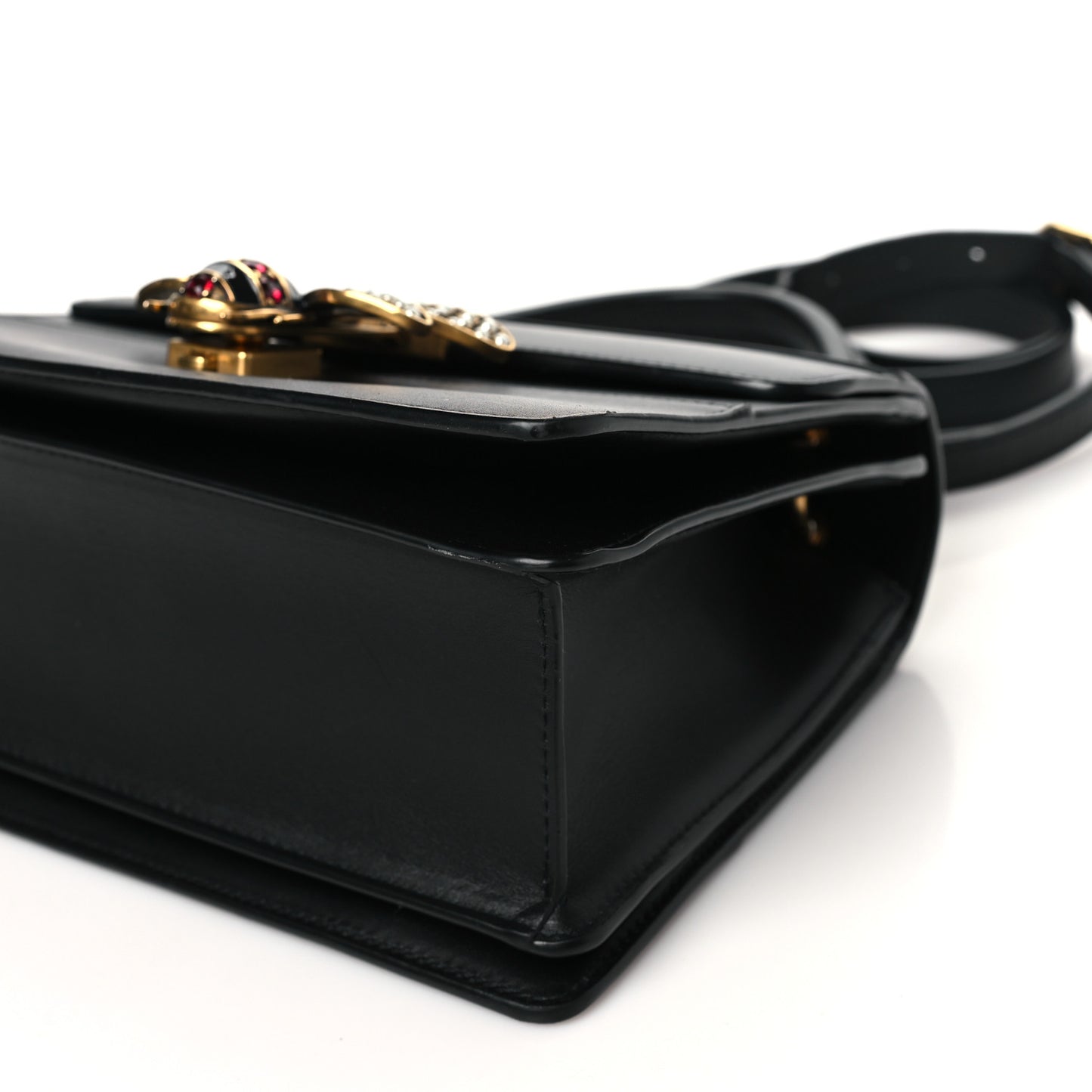 Calfskin Sylvie Web Small Queen Margaret Top Handle Bag Black
