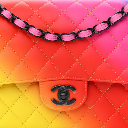 Chanel Calfskin Quilted Medium Rainbow Double Flap Multicolor 8 of 11