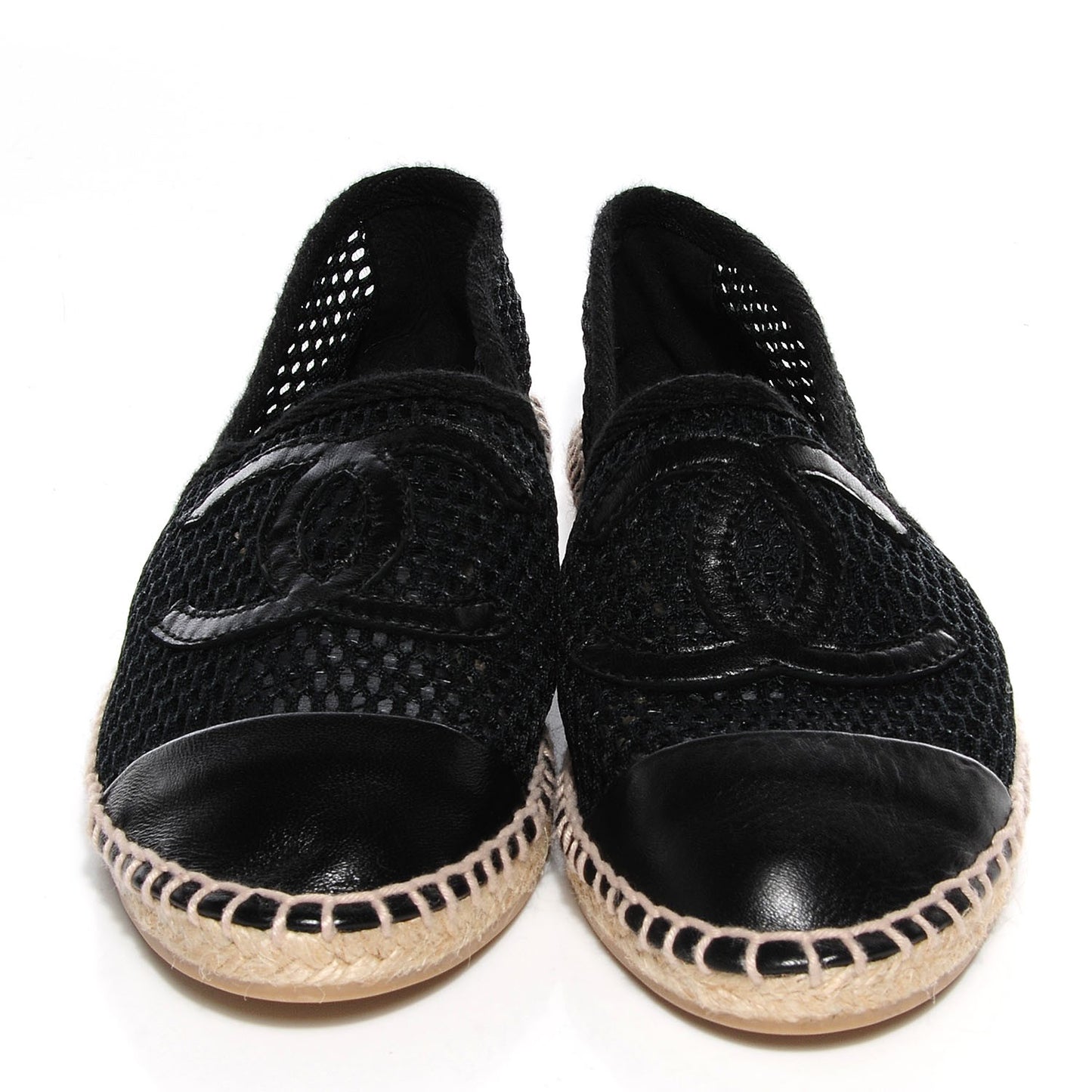 Mesh Lambskin Espadrilles 37 Black
