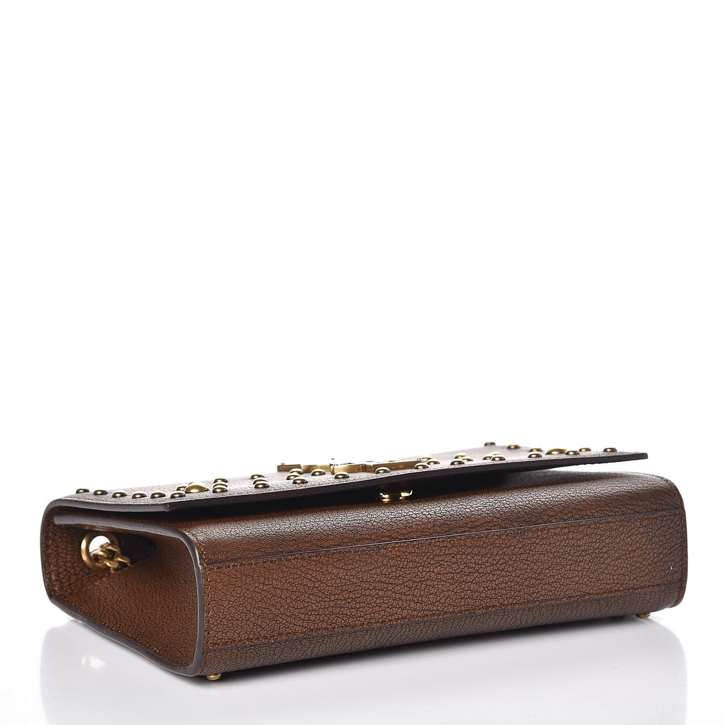 Calfskin Studded Small Monogram Kate Satchel Brown