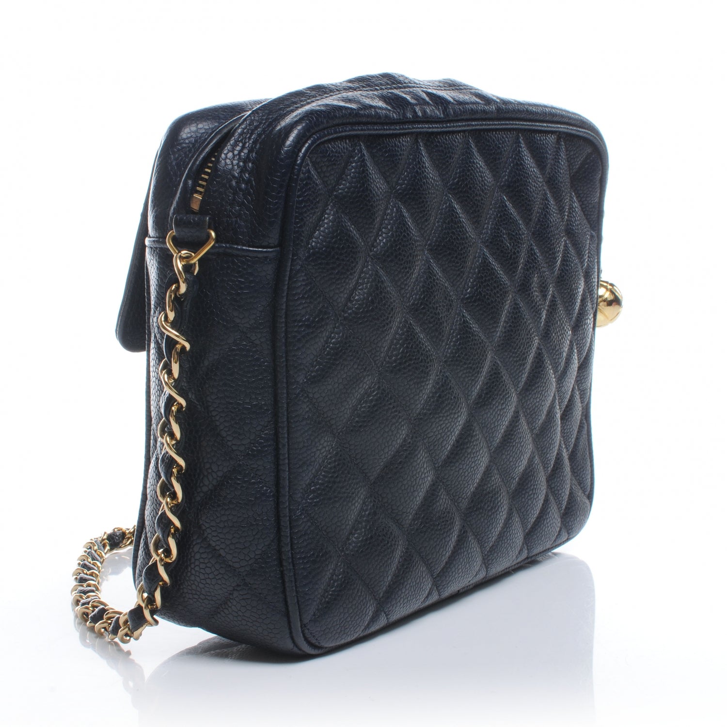 Chanel Caviar Quilted CC Shoulder Bag Navy 3 of 7