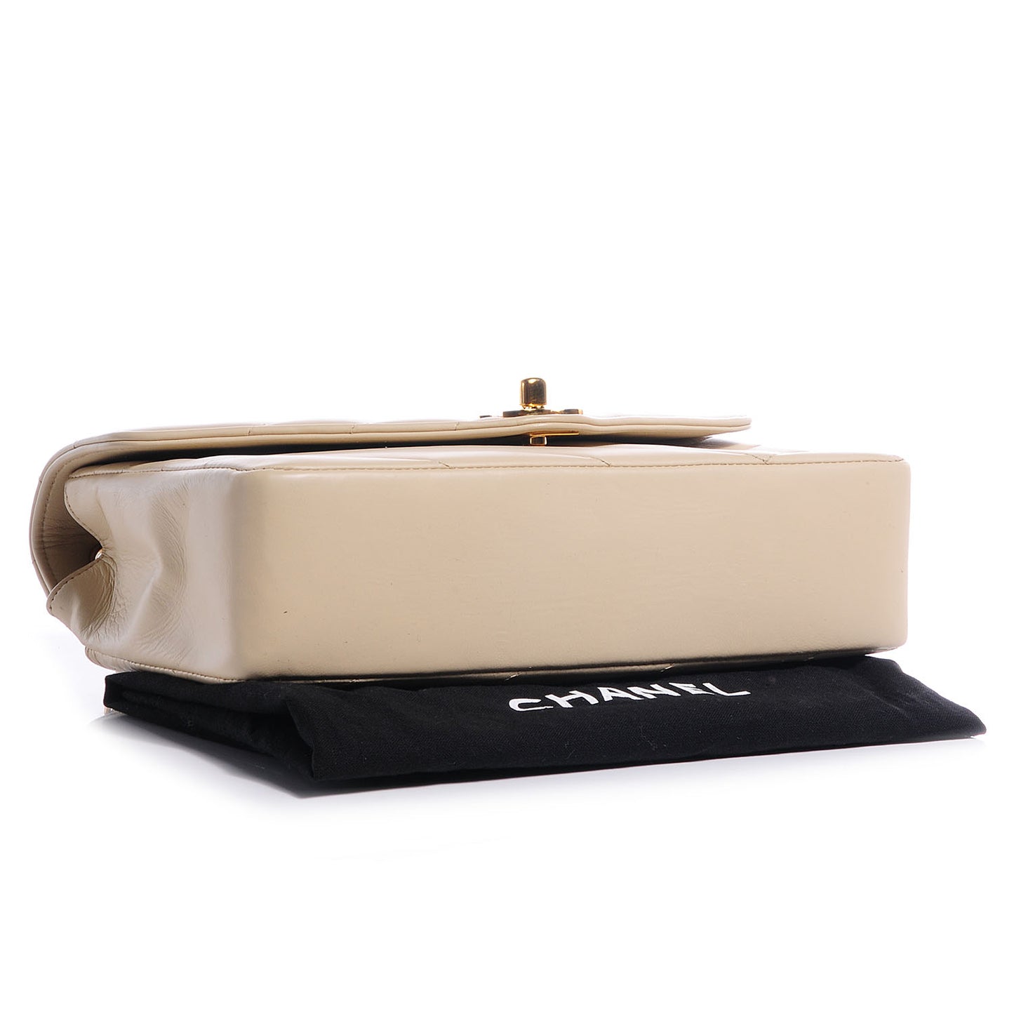 Lambskin Chevron Small Single Flap Beige