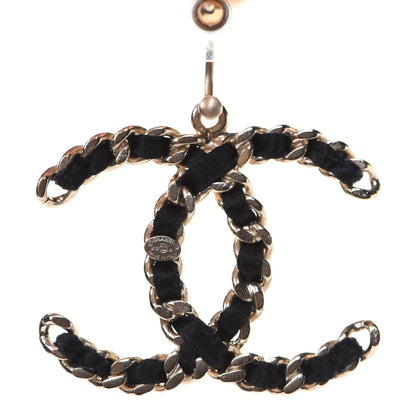 Chanel Satin CC Chain Earrings Light Gold Black 7 of 7