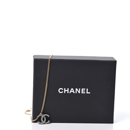 Chanel Crystal CC Pendant Necklace Gold Silver 5 of 5