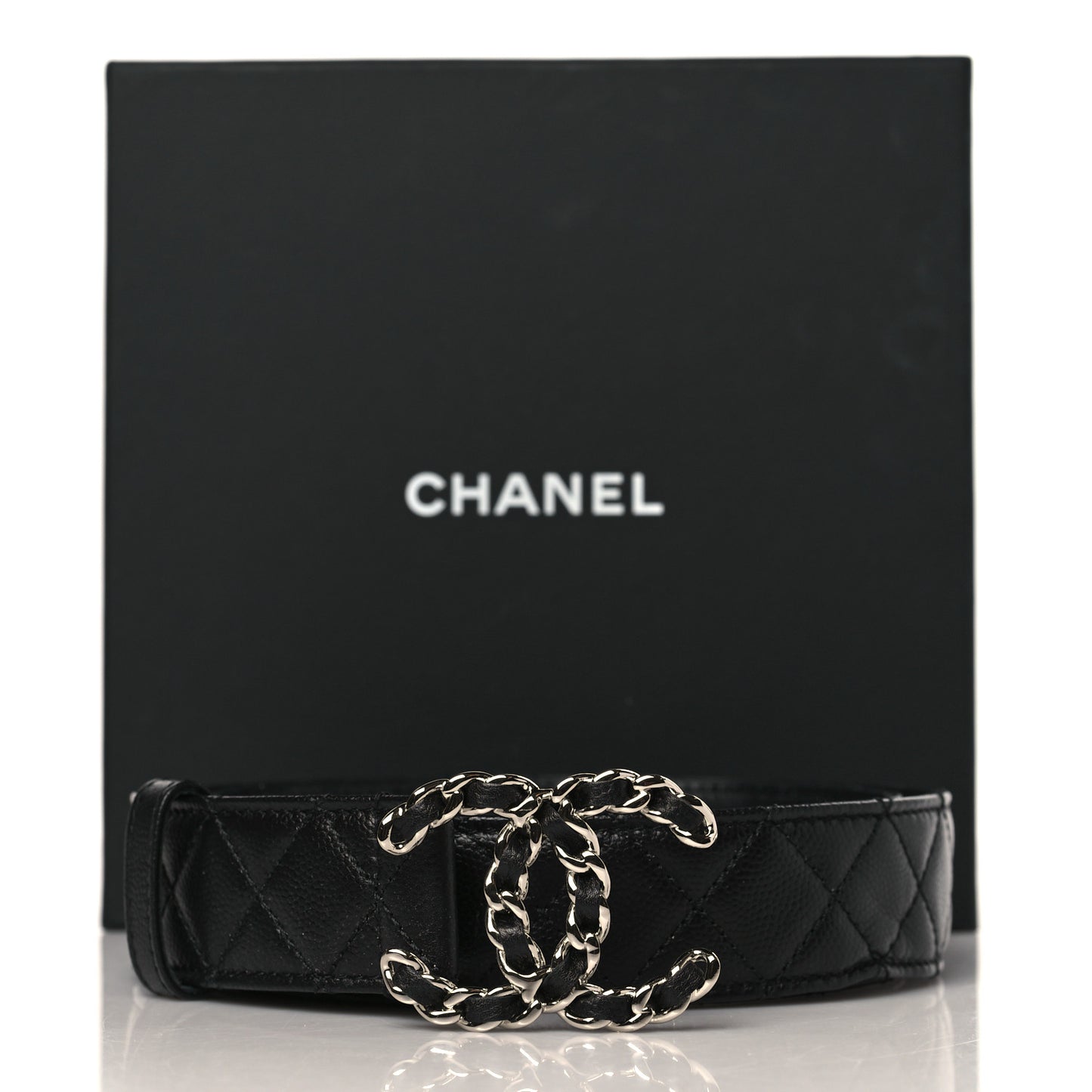 Caviar Quilted CC Chain Belt 85 34 Black