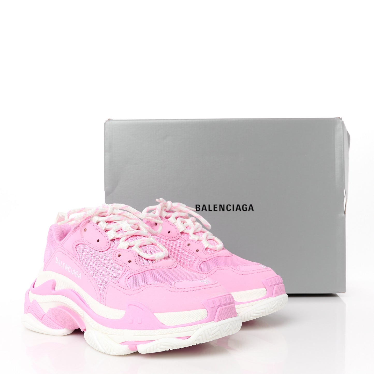 Fabric Mesh Womens Triple S Sneakers 37 Pink White
