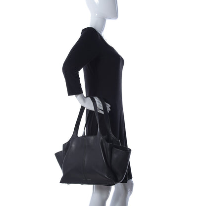 Celine Supple Natural Calfskin Medium Tri-Fold Bag Black 3 of 11