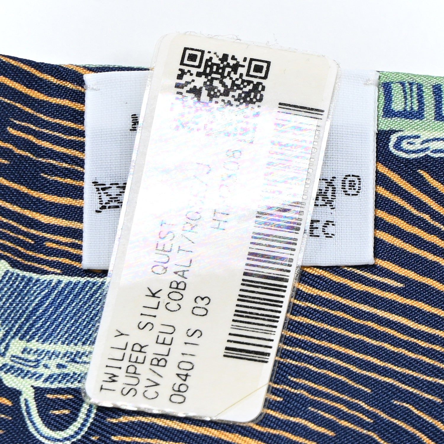Hermes Silk Super Silk Quest Twilly Bleu Cobalt Rose Jaune 4 of 8