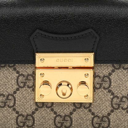 Gucci GG Supreme Monogram Calfskin Mini Padlock Top Handle Shoulder Bag Beige Black Cuir 8 of 10