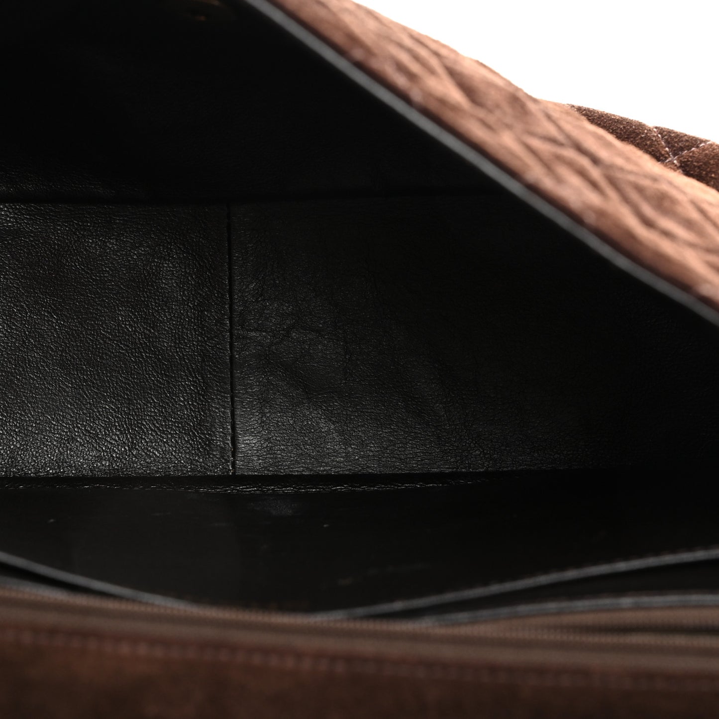 Suede Quilted Jumbo Single Flap Brown