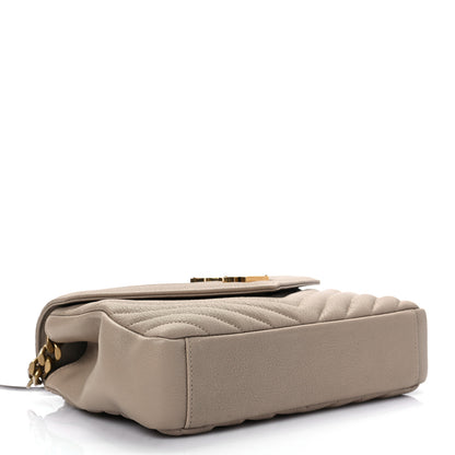 Saint Laurent Sheepskin Matelasse Chevron Monogram Medium College Bag Dark Beige 4 of 7