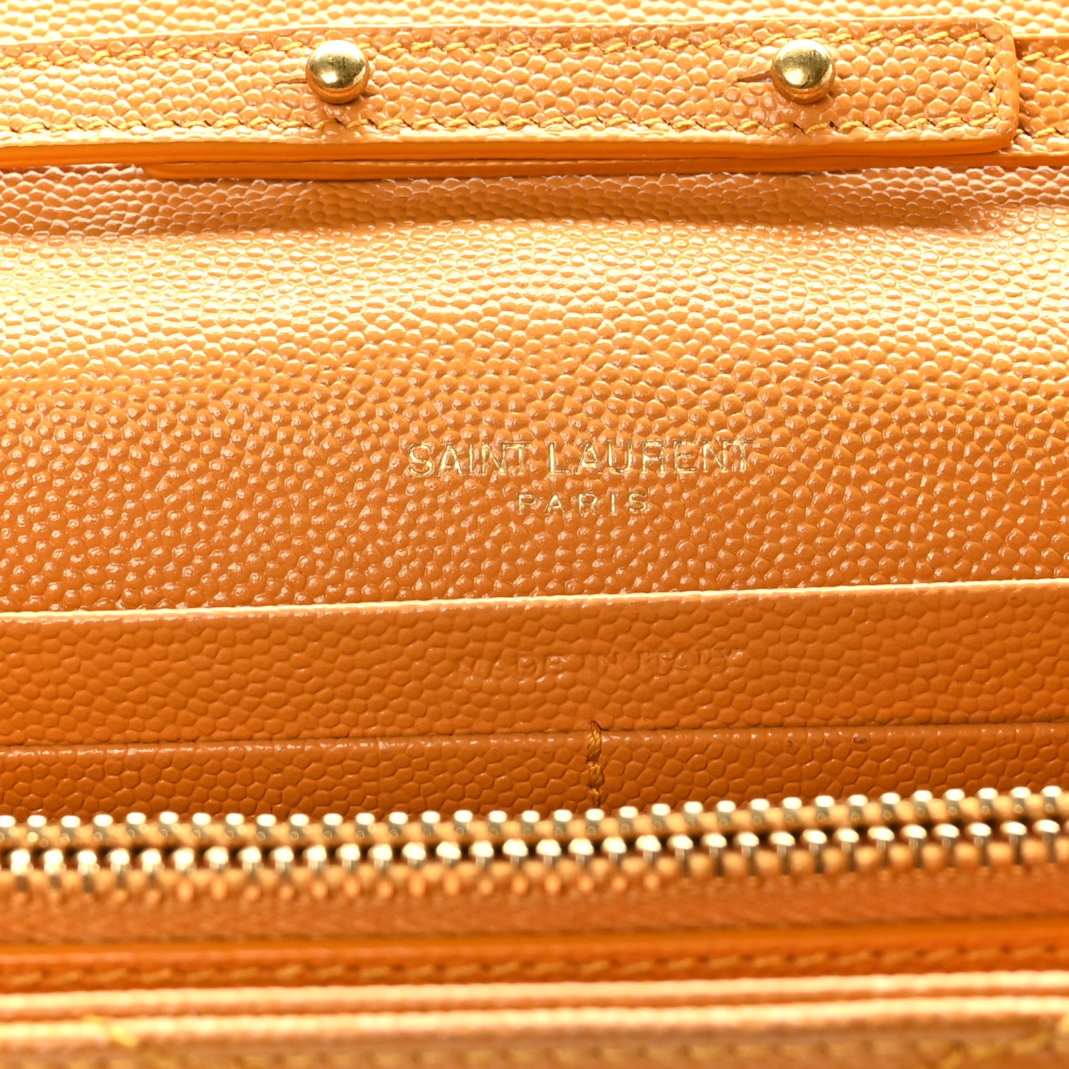 Saint Laurent Grain De Poudre Matelasse Chevron Monogram Chain Wallet Mustard 7 of 9