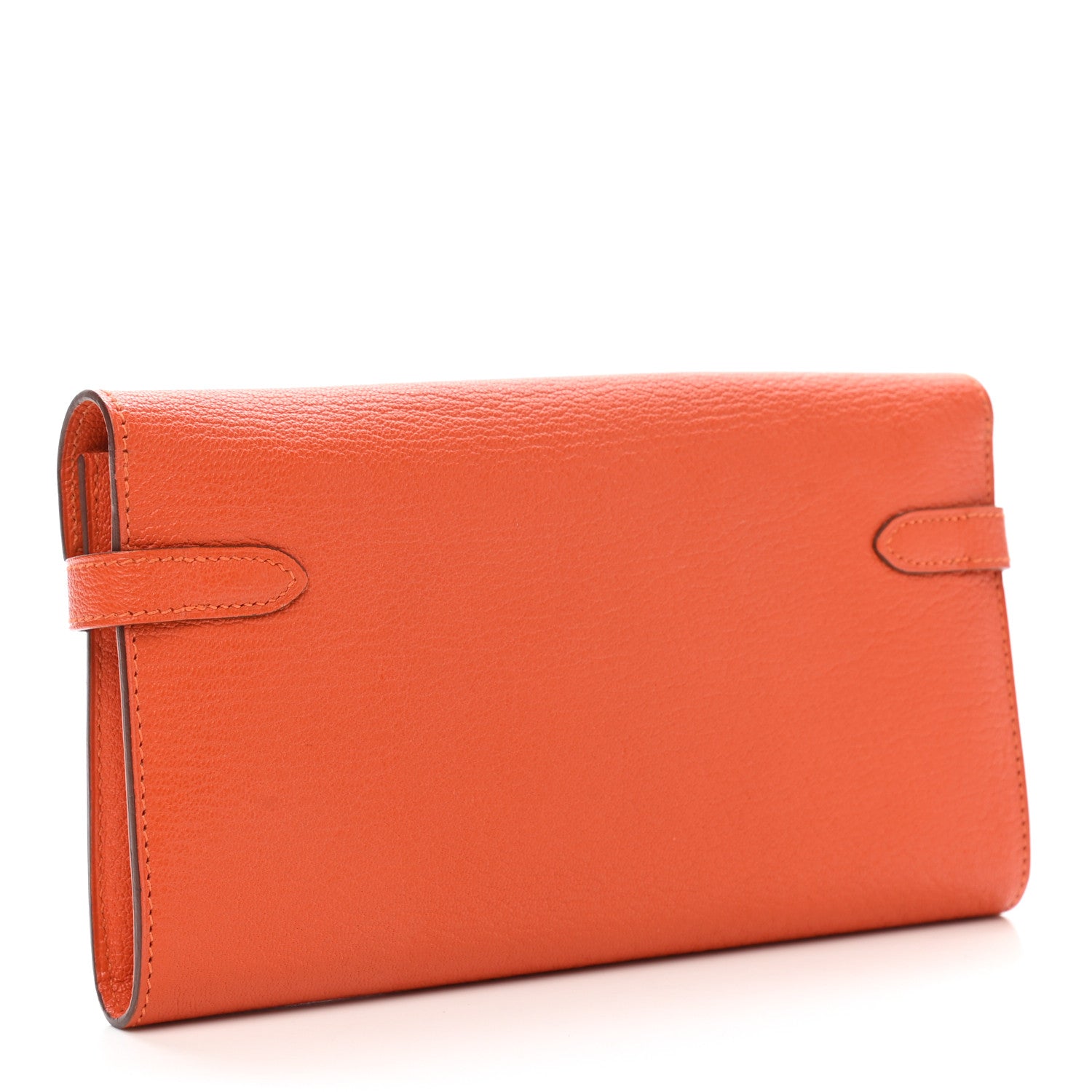 Hermes Chevre Mysore Kelly Longue Wallet Orange 3 of 10