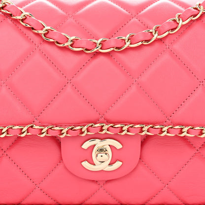 Chanel Crumpled Calfskin Quilted Medium Chain All Over Flap Pink 8 of 10