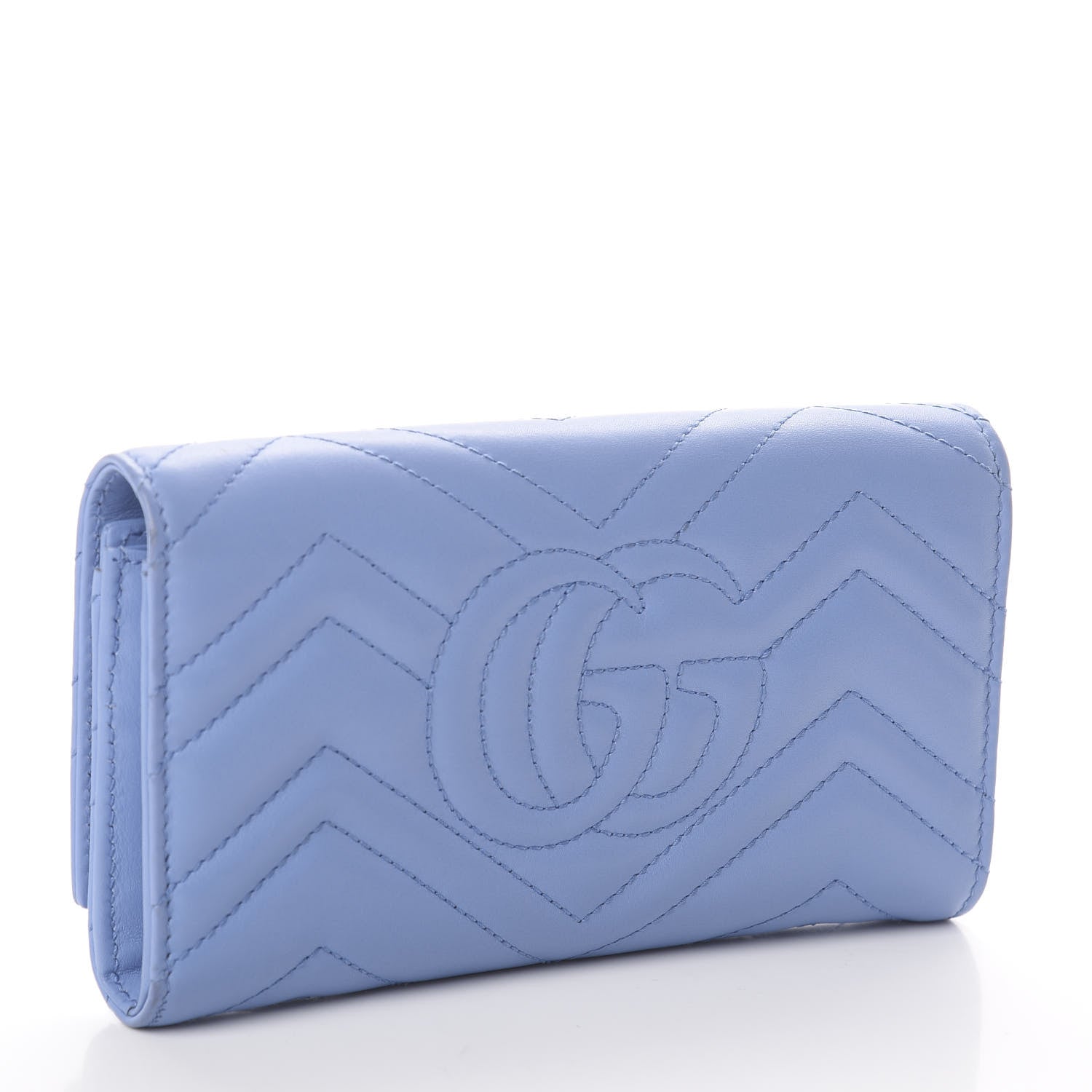 Gucci Calfskin Matelasse GG Marmont Continental Wallet Clear Sky Blue 2 of 6