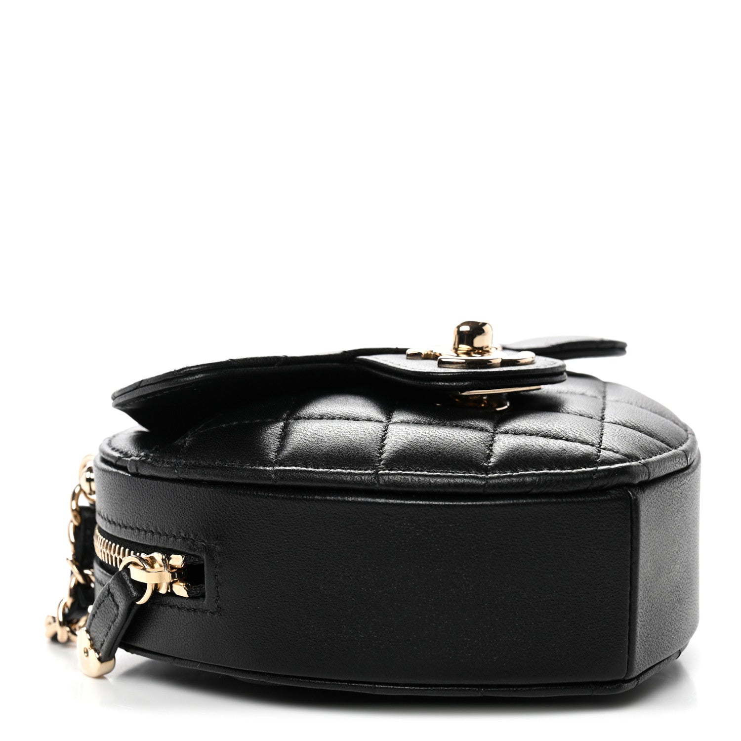 Chanel Lambskin Quilted CC In Love Heart Clutch With Chain Black 4 of 10