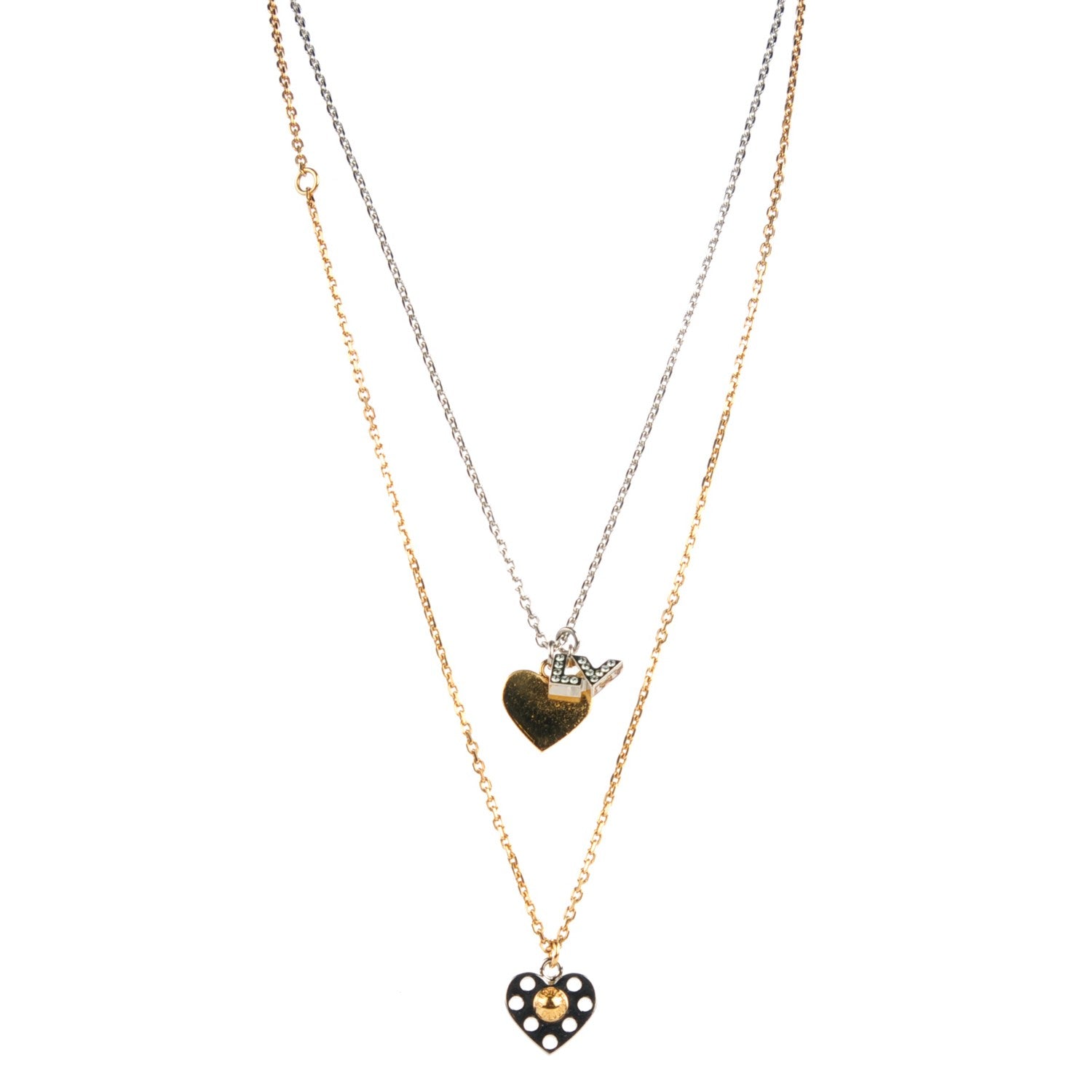 Louis Vuitton Swarovski Crystal Tiered Spiky Valentine Necklace Gold 1 of 7