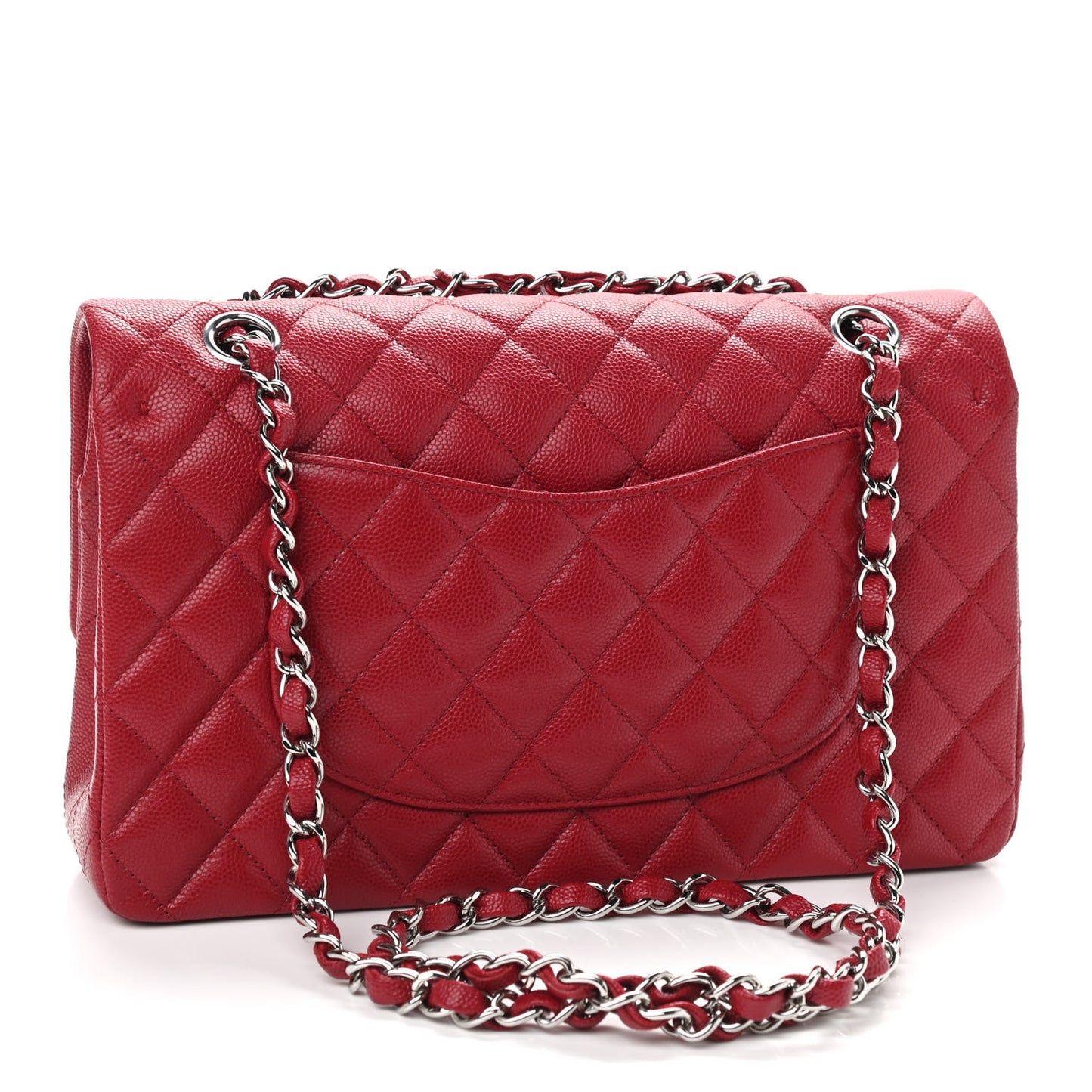 Caviar Quilted Medium Double Flap Red
