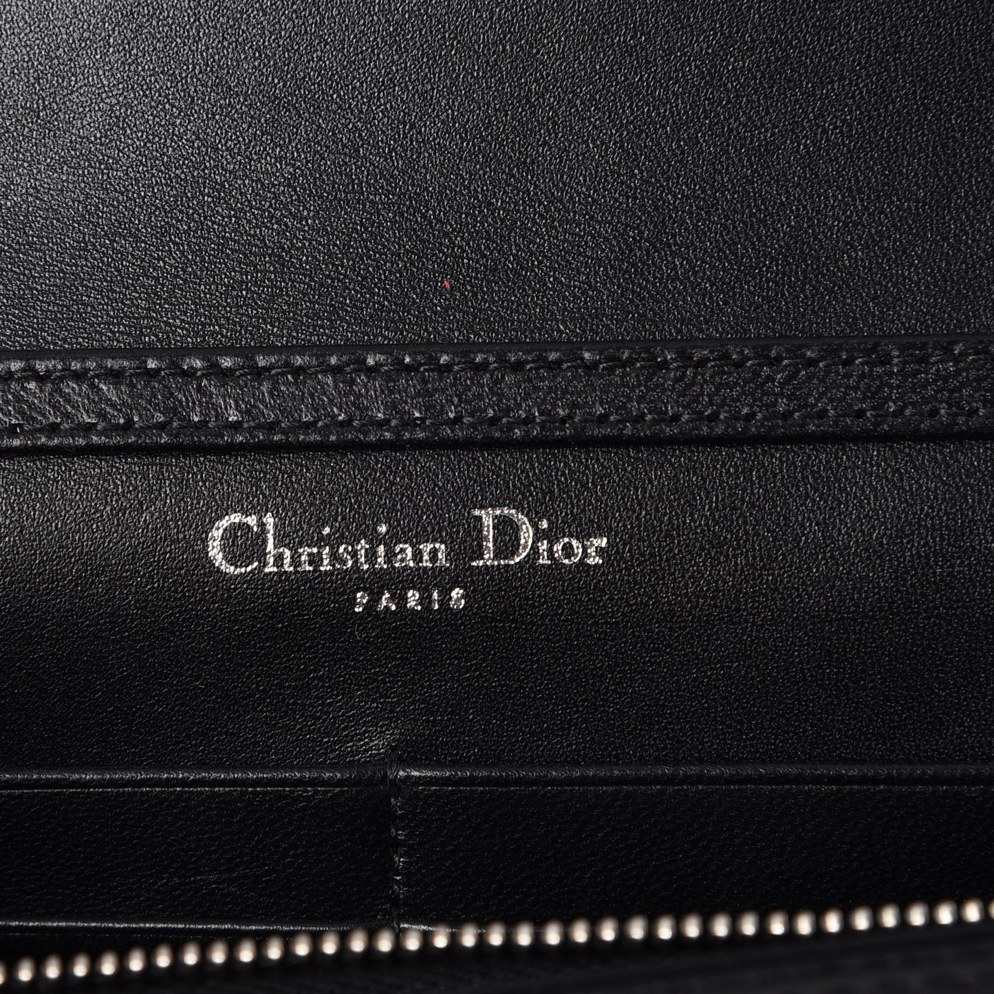 Grained Calfskin Diorama Wallet on Chain Pouch Black