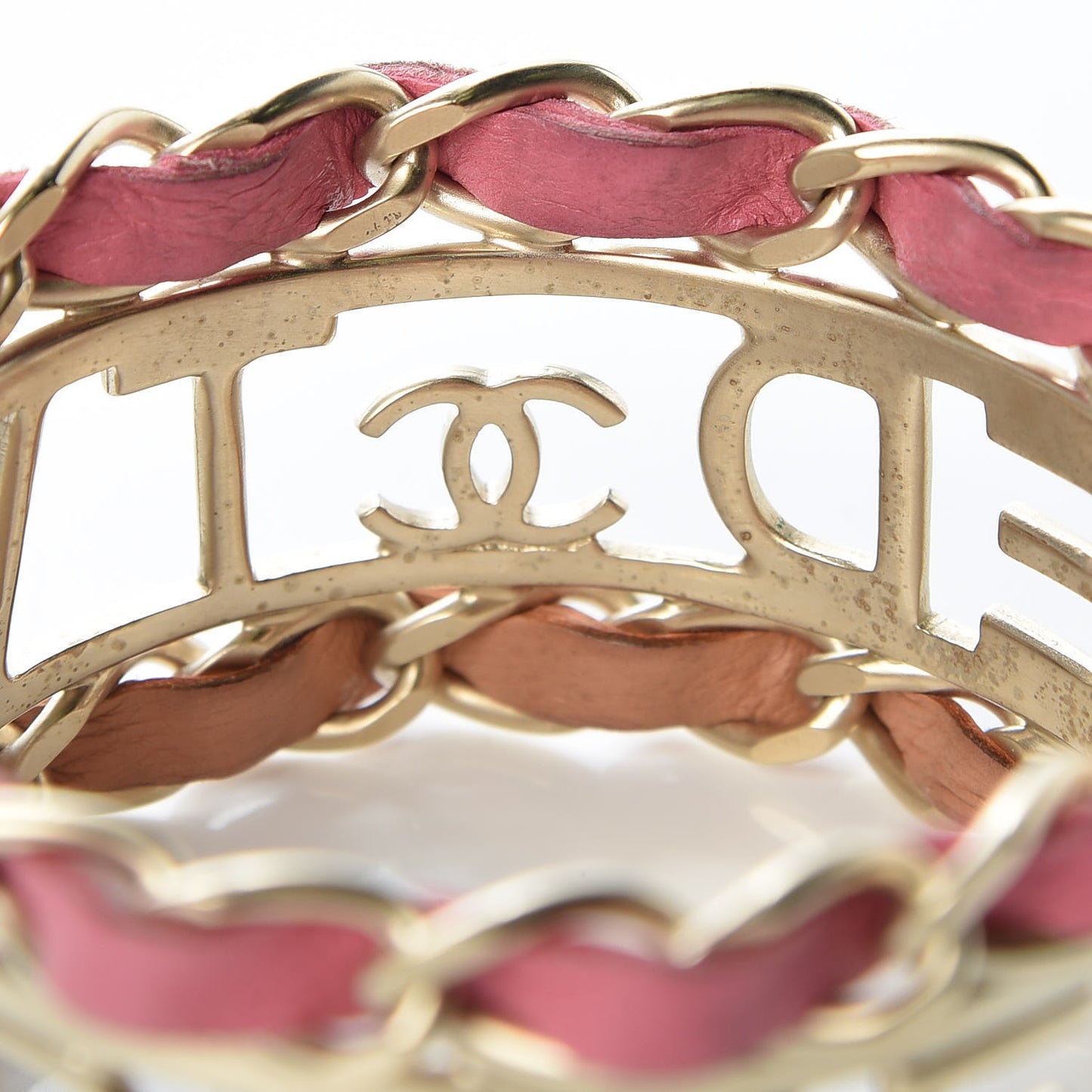 Lambskin Tweed We Need Bracelet Pink Beige