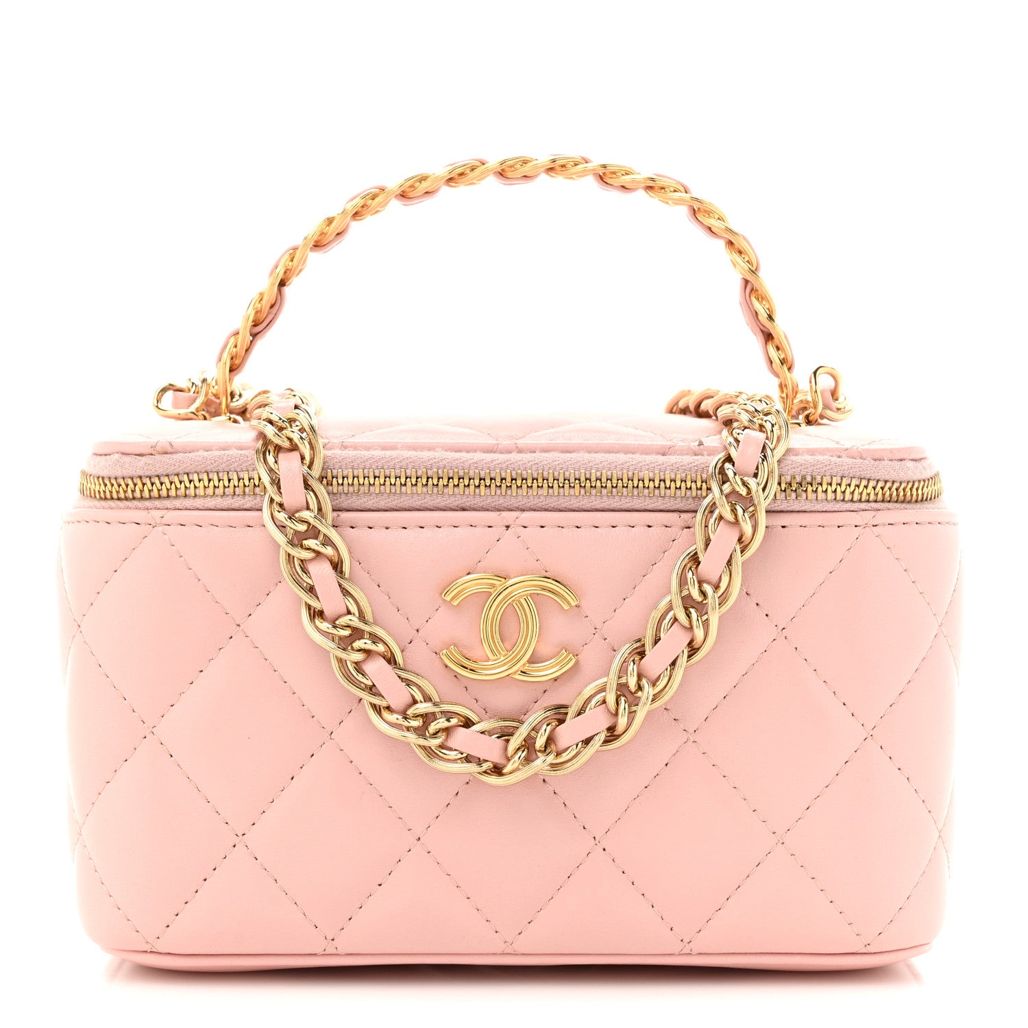 Chanel Lambskin Quilted Golden Links Top Handle Vanity Case With Chain Light Pink 1 of 12