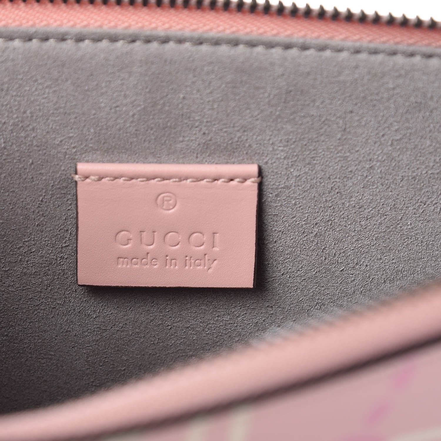 Gucci Calfskin GucciGhost Print Zip Pouch Perfect Pink Rosa Ivory 6 of 9
