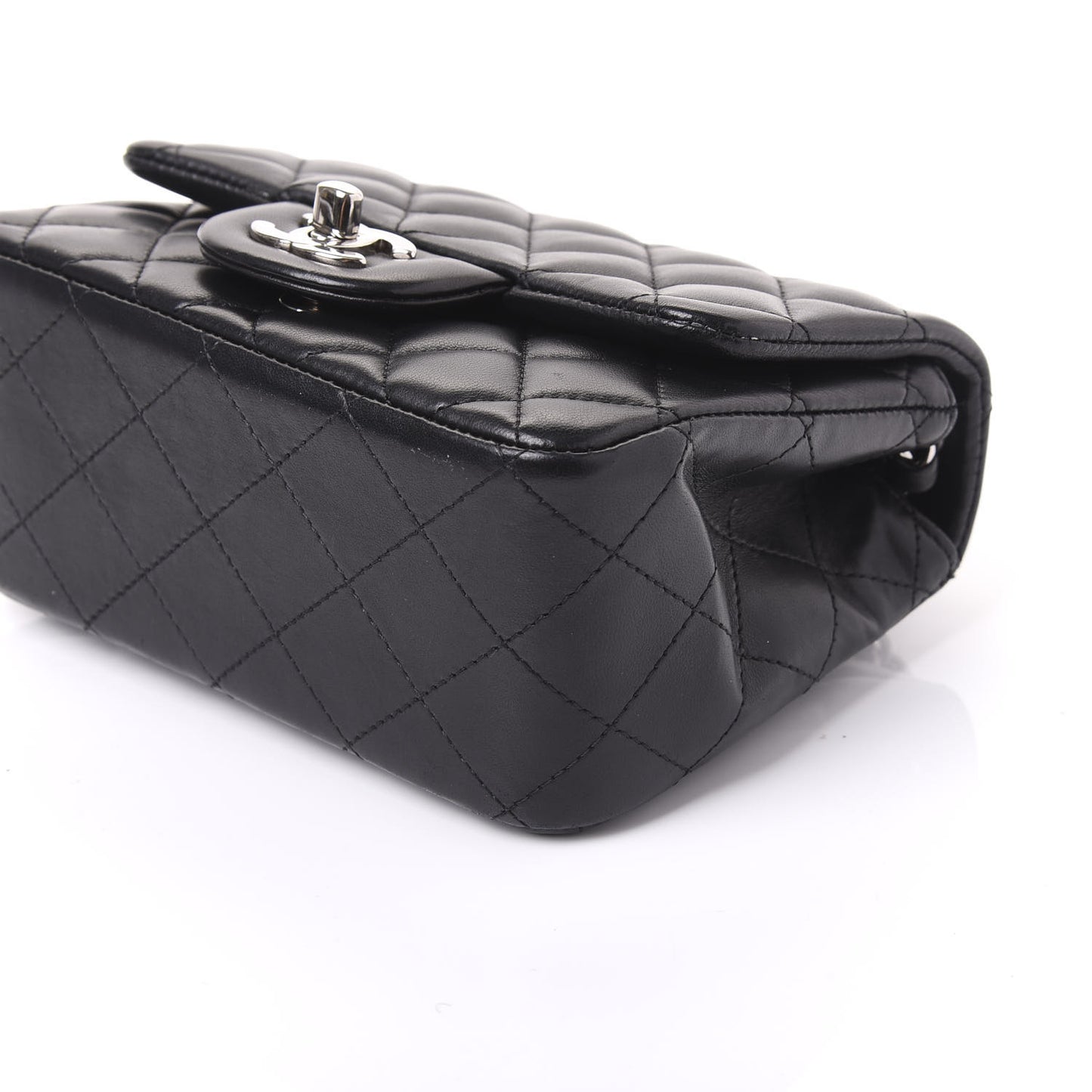 Lambskin Quilted Mini Square Flap Black