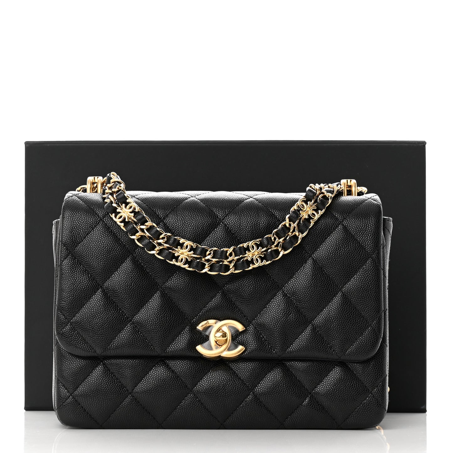 Caviar Quilted Coco First Flap Black