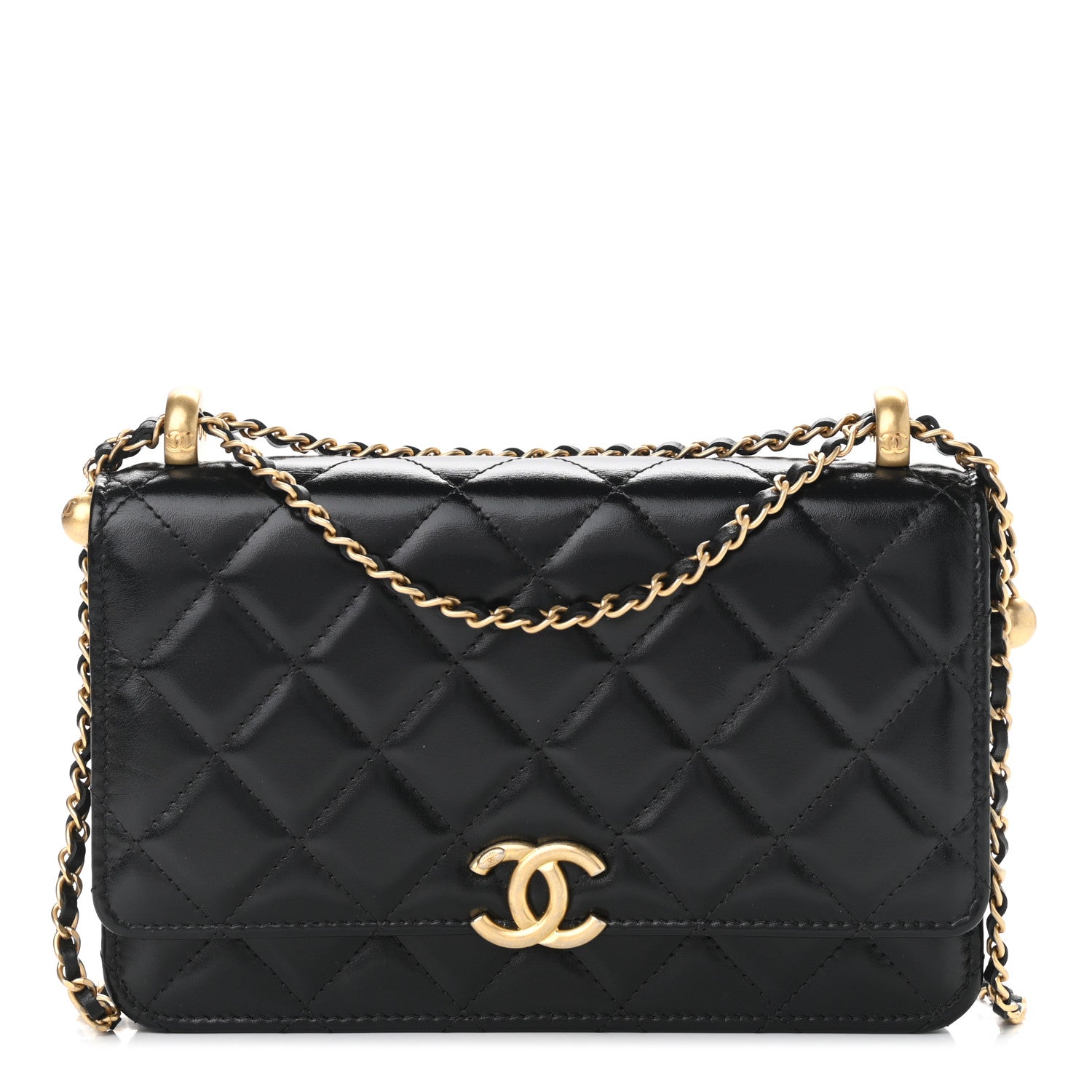 Chanel Calfskin Quilted Perfect Fit Wallet On Chain WOC Black 1 of 12