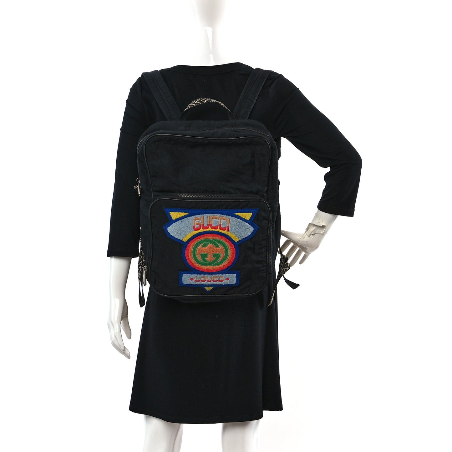 Nylon Twill 80s Logo Patch Backpack Black