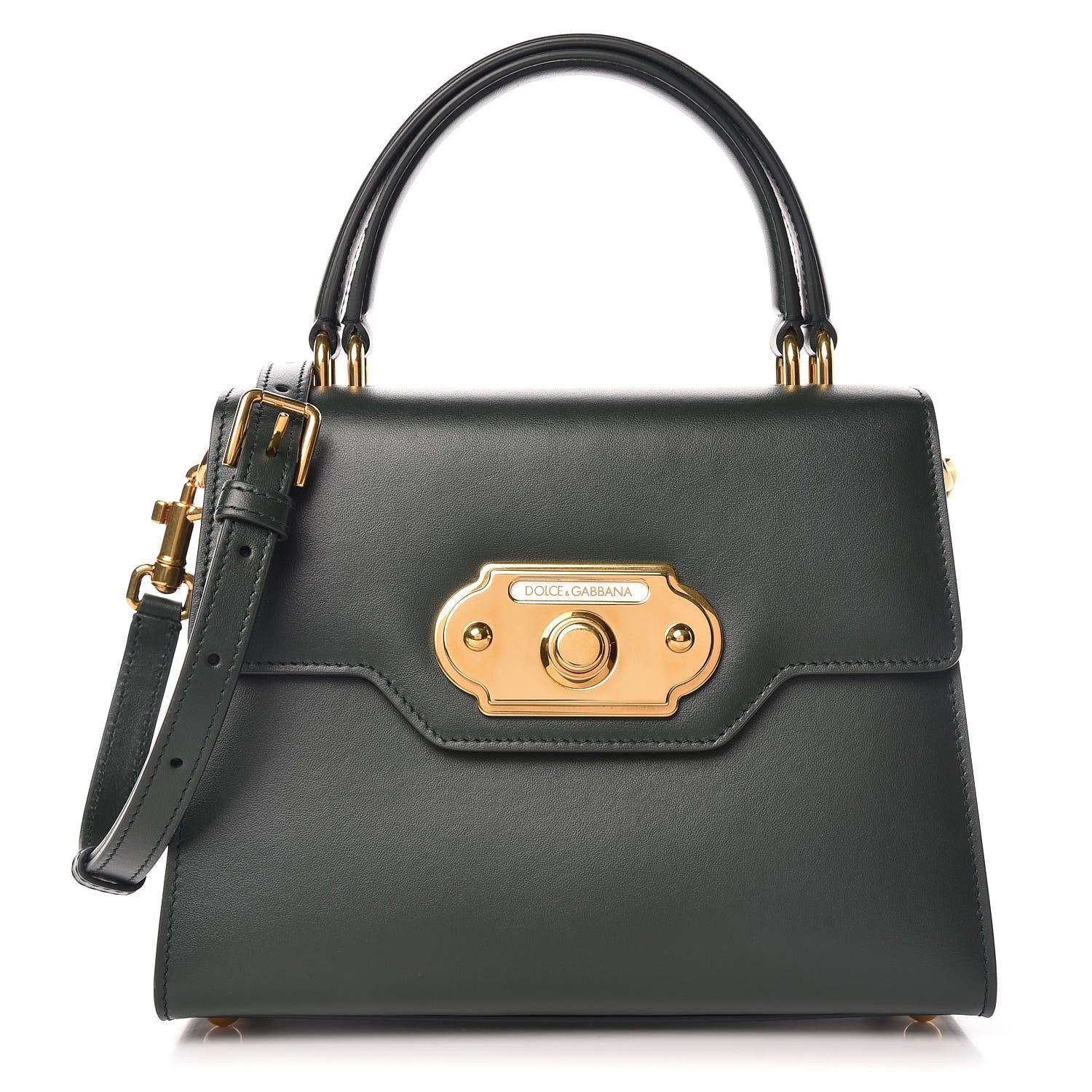Dolce & Gabbana Calfskin Welcome Satchel Dark Green 1 of 9