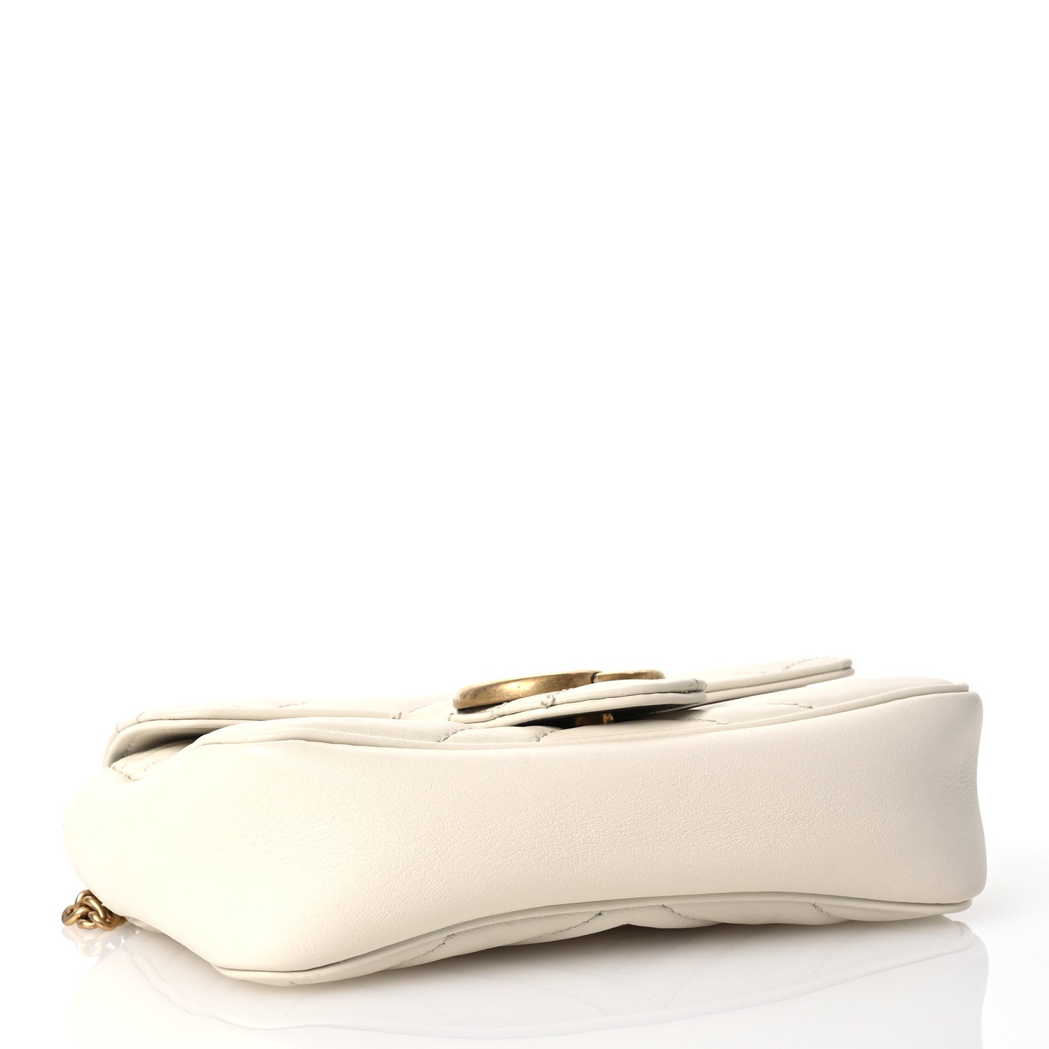 Gucci Calfskin Matelasse Super Mini GG Marmont Shoulder Bag White 4 of 10