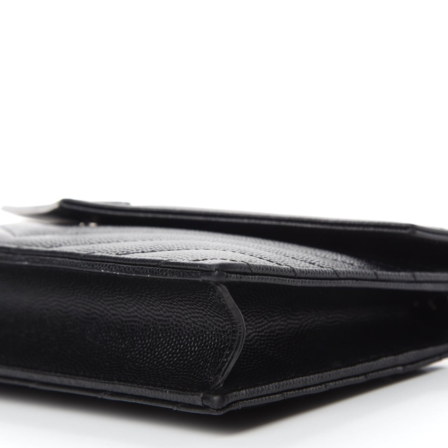 Grain De Poudre Matelasse Chevron Monogram Envelope Chain Wallet Black