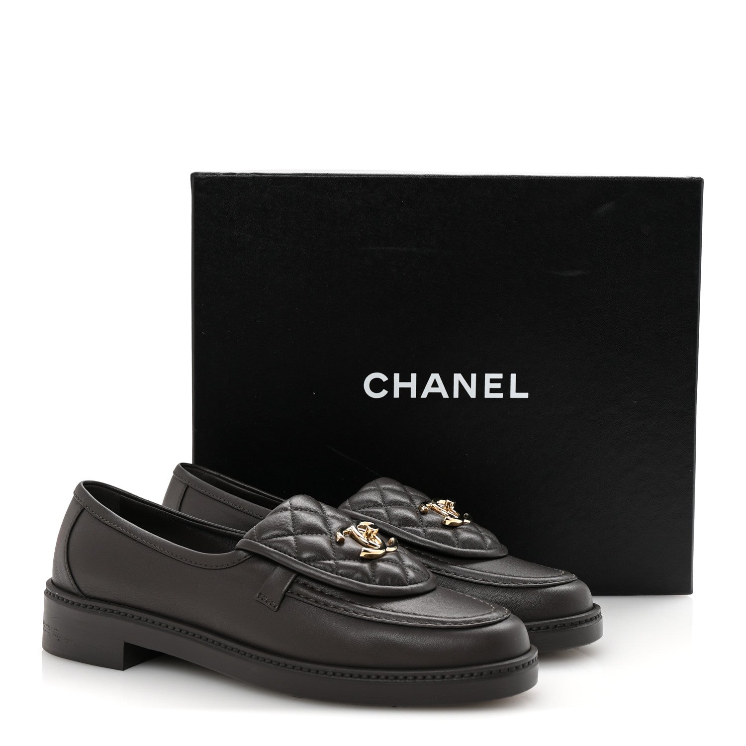 Chanel Lambskin Quilted CC Turnlock Loafers 38.5 Dark Brown 10 of 10